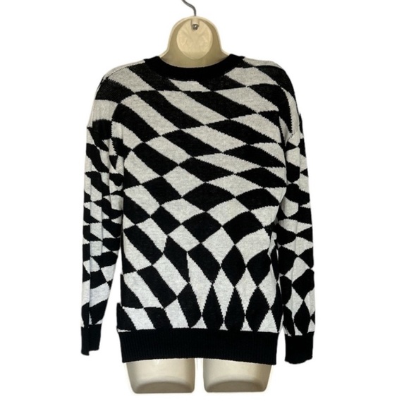 Disney White and Black Mickey Mouse Crew Neck Sweater Sz S - Picture 2 of 8